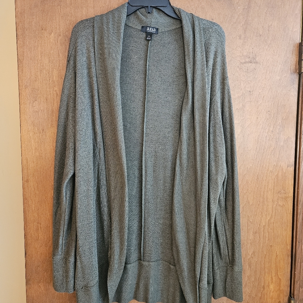 Olive Green Open Front Cardigan
